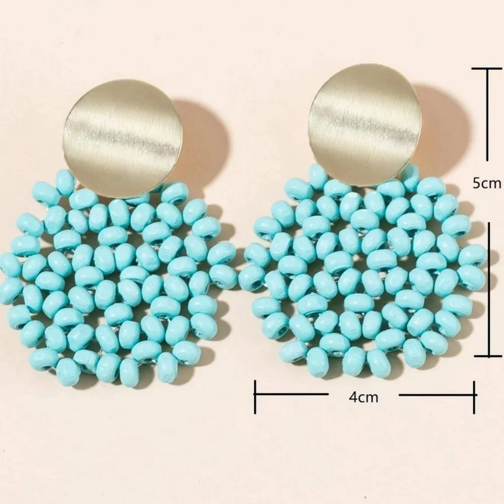 Blue Womens Bead Decor Drop Earrings - Picture 2 of 3
